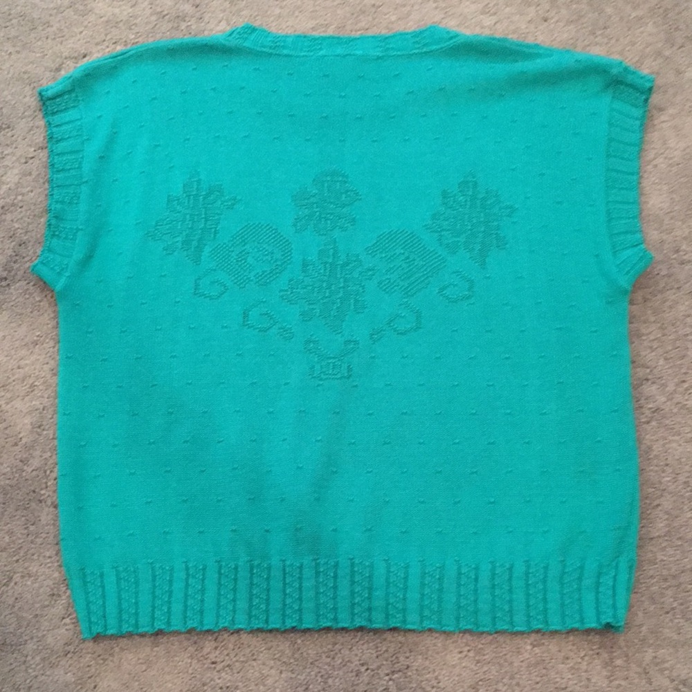 Vintage Sweater Floral Dolman Sleeve Sweater Vest Lightweight Size Large - Picture 7 of 8
